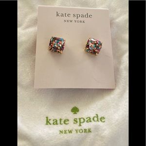 KATE SPADE Multi Glitter Cube, Stud Earrings NWT!